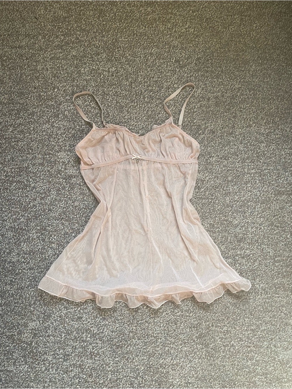 Blush Sheer Light Pink Babydoll Chemise with Ruffle Hem